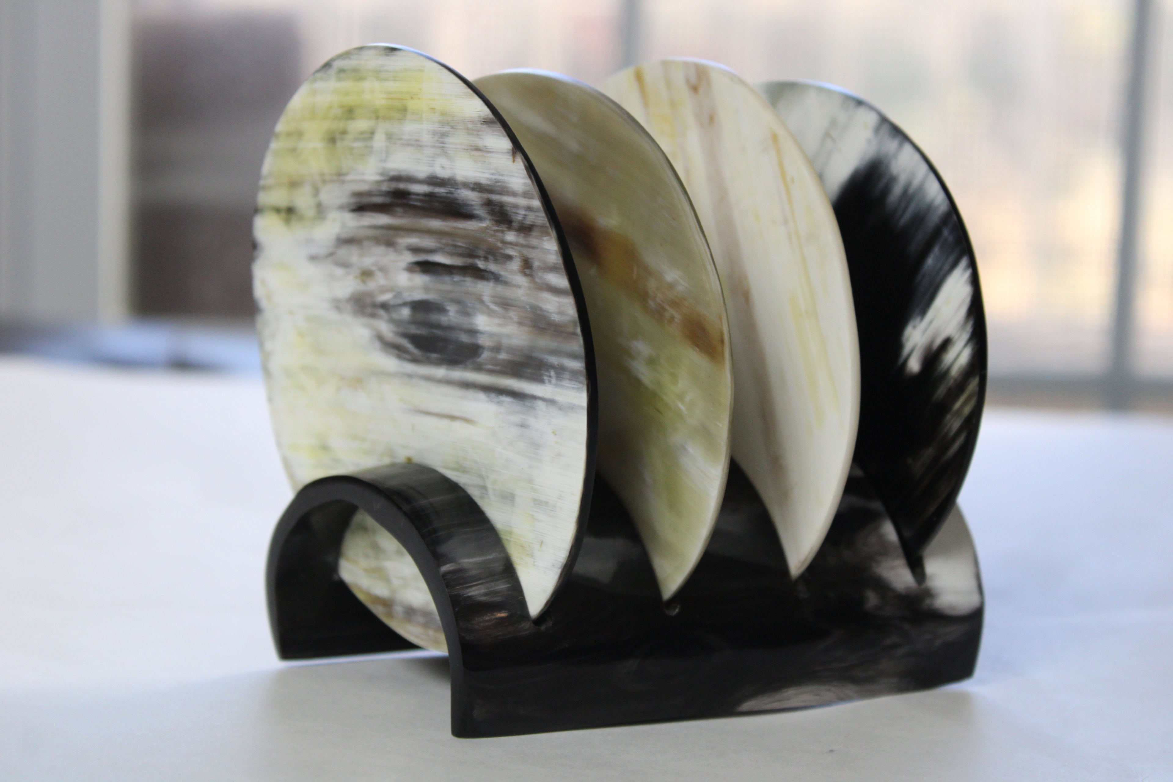 Cow Horn Coasters (Set of 4 + Matching Stand)