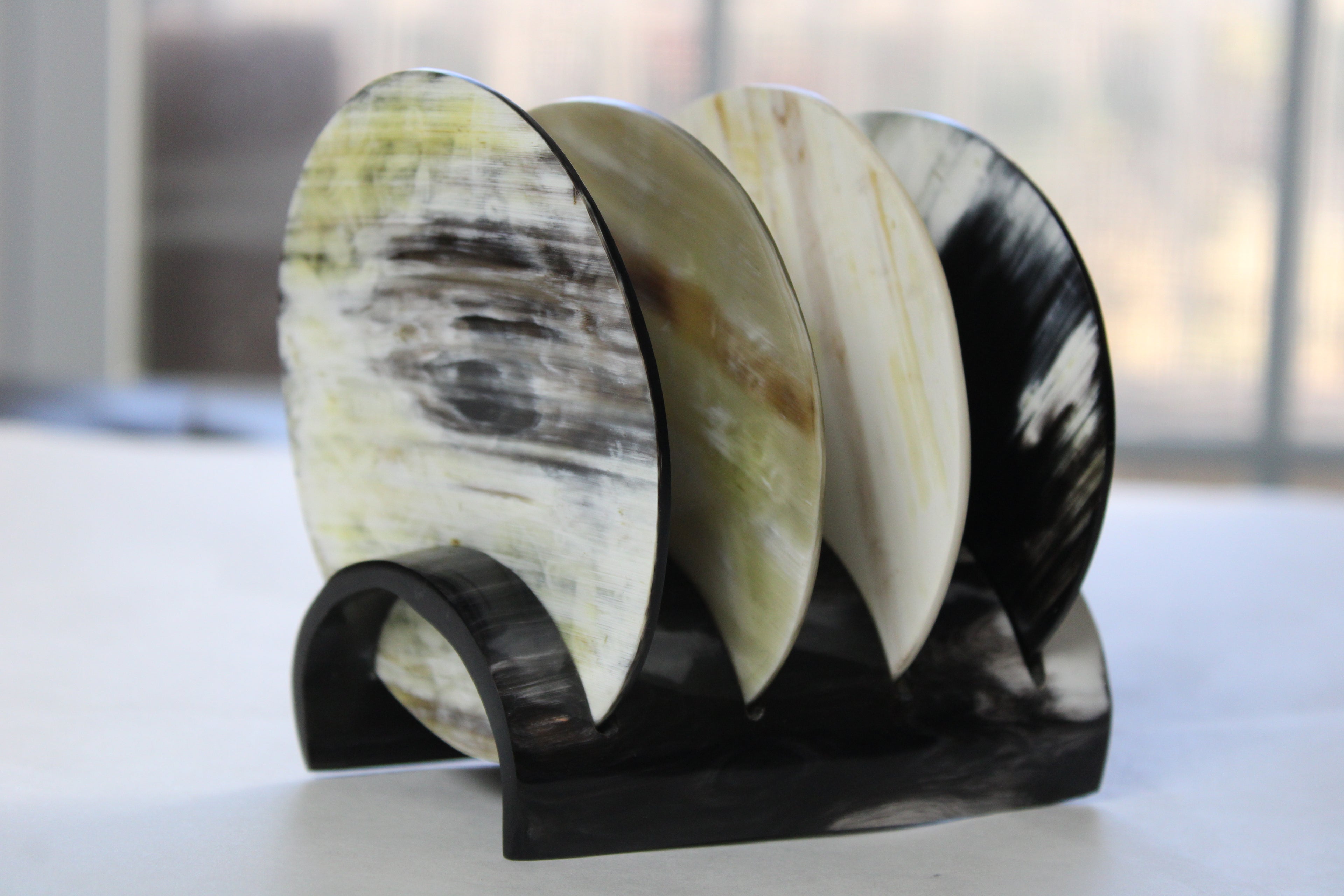 Cow Horn Coasters (Set of 4 + Matching Stand)