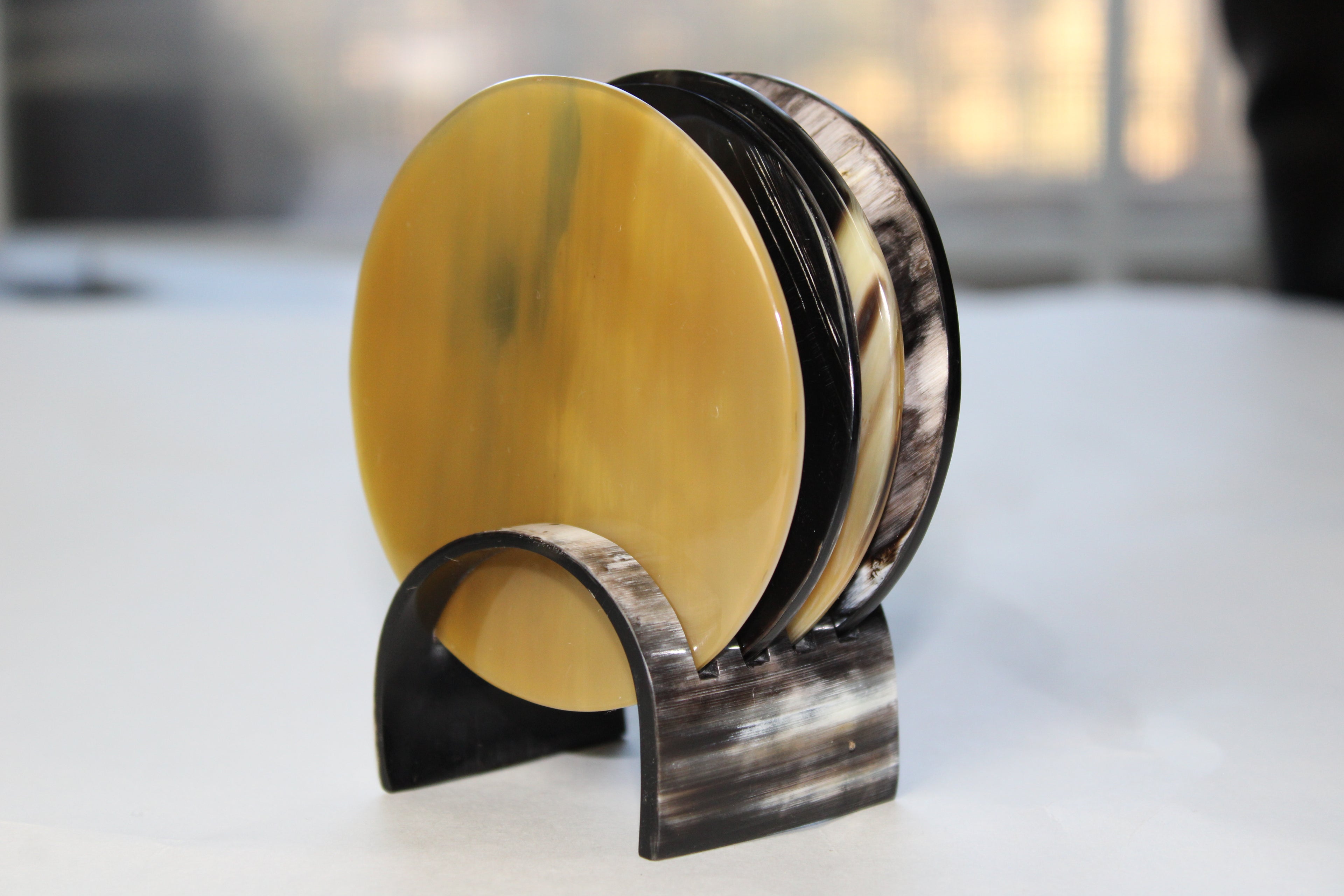 Cow Horn Coasters (Set of 4 + Matching Stand)