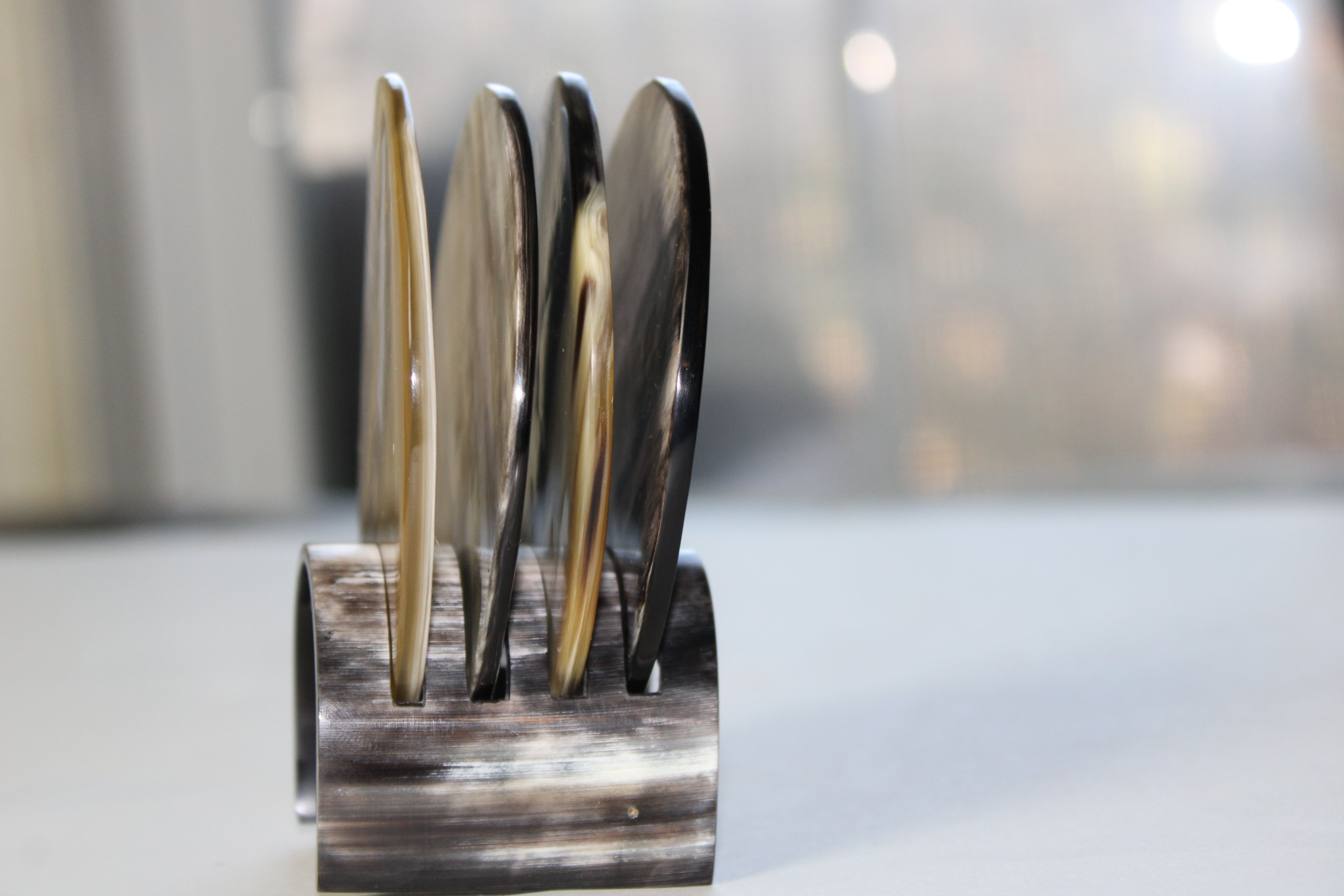 Cow Horn Coasters (Set of 4 + Matching Stand)