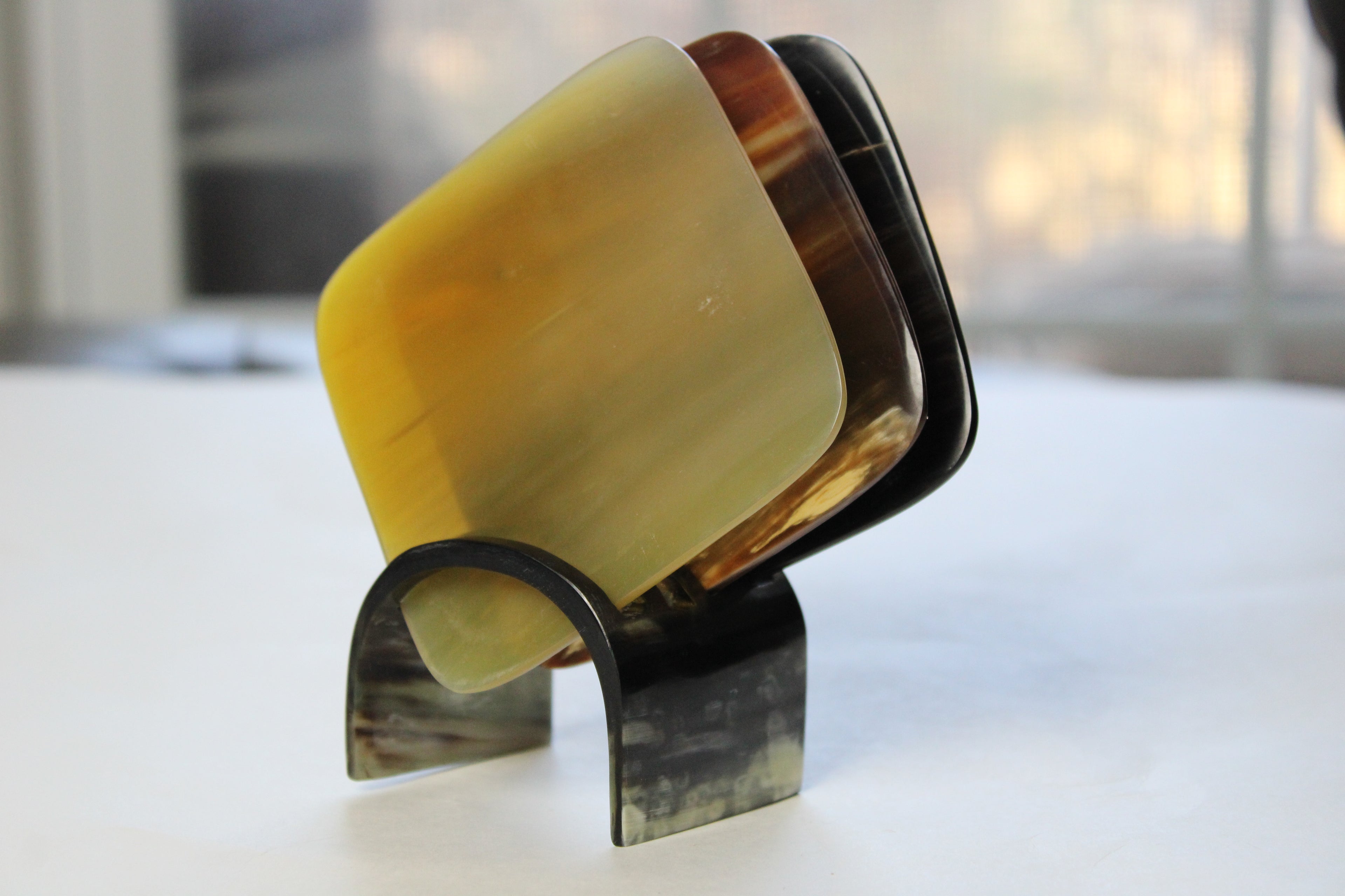 Cow Horn Coasters (Set of 4 + Matching Stand)