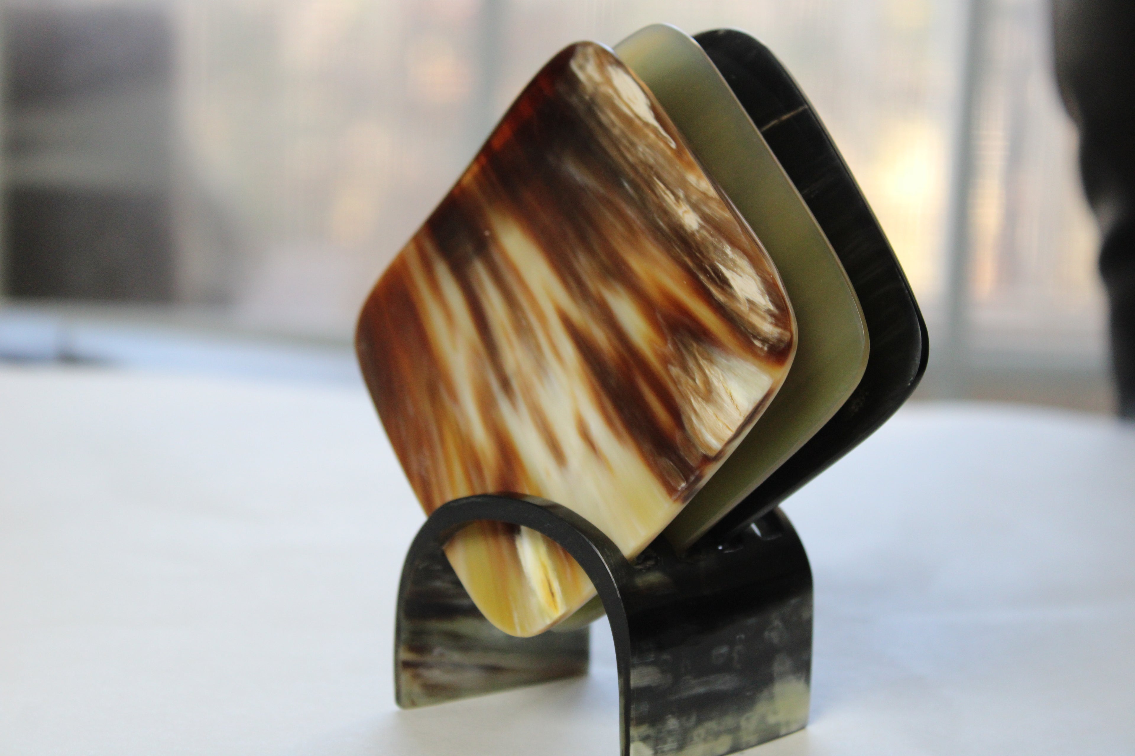 Cow Horn Coasters (Set of 4 + Matching Stand)