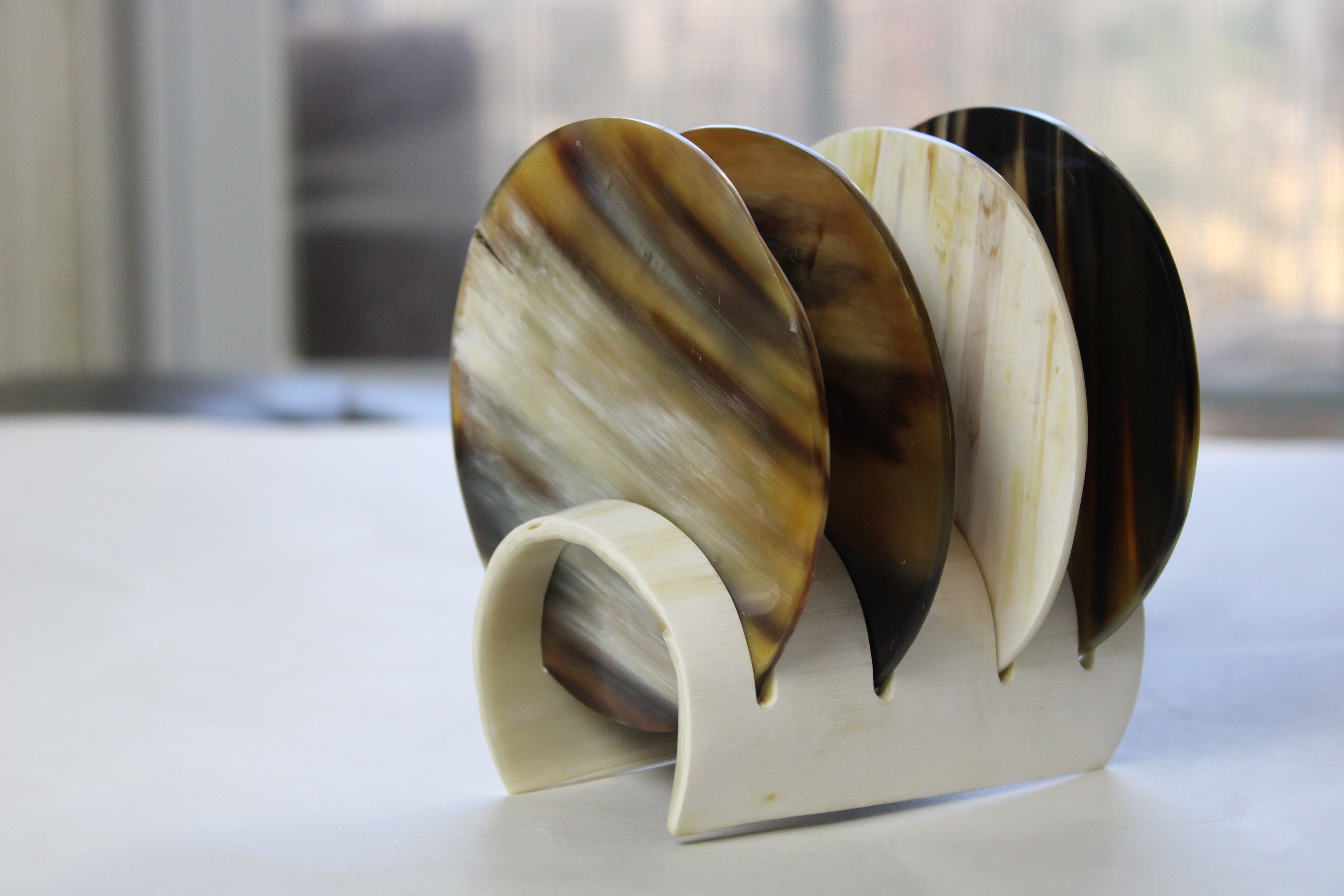 Cow Horn Coasters (Set of 4 + Matching Stand)