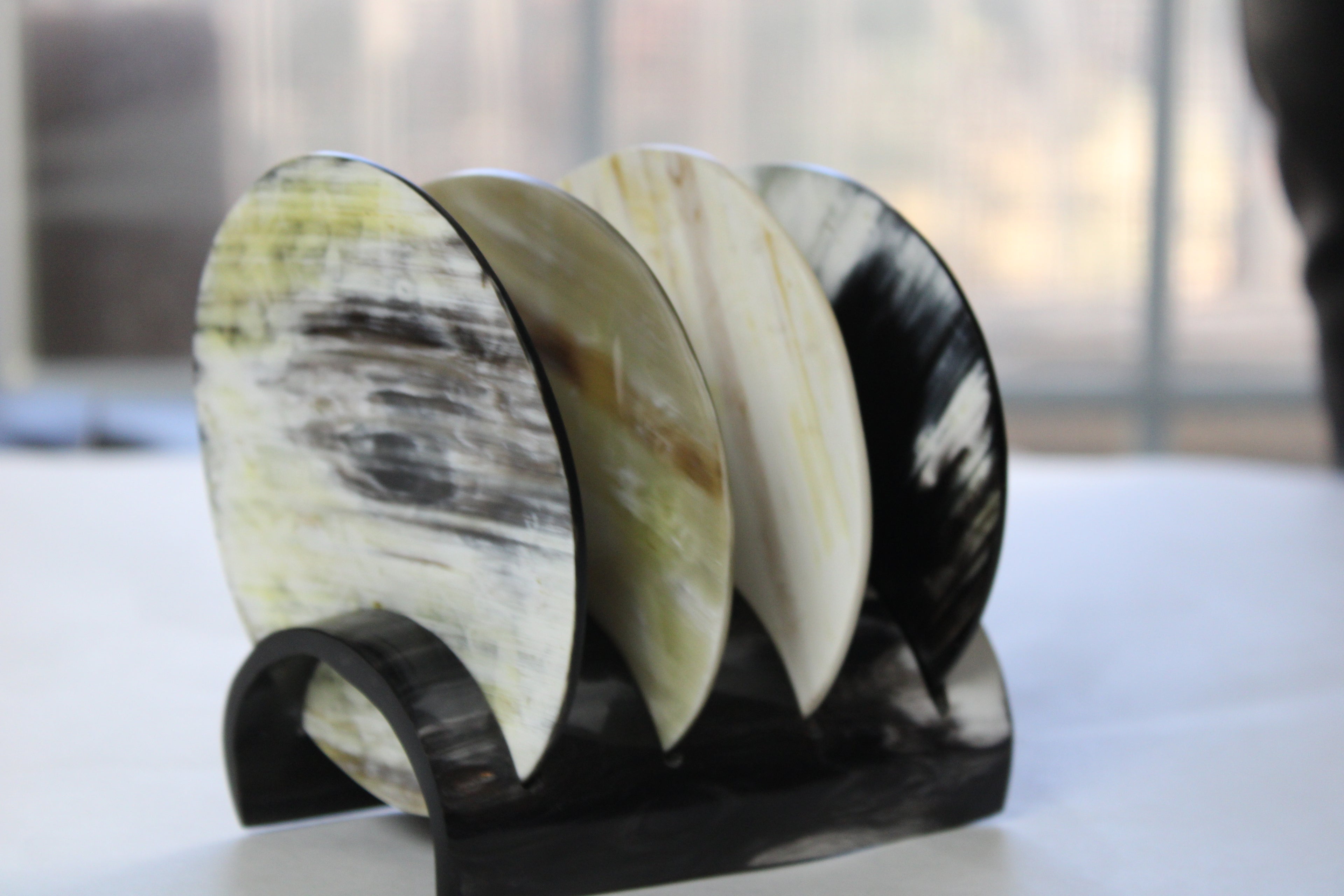 Cow Horn Coasters (Set of 4 + Matching Stand)