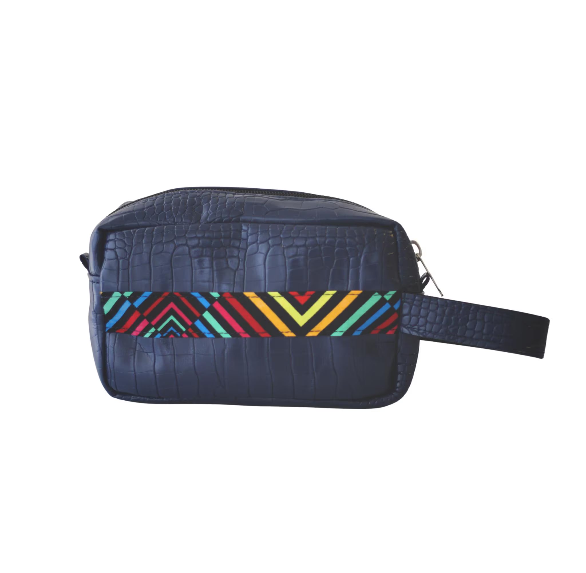 Bold African Dopp Kit – Handmade Unisex Leather Toilet Bag with Side Handle