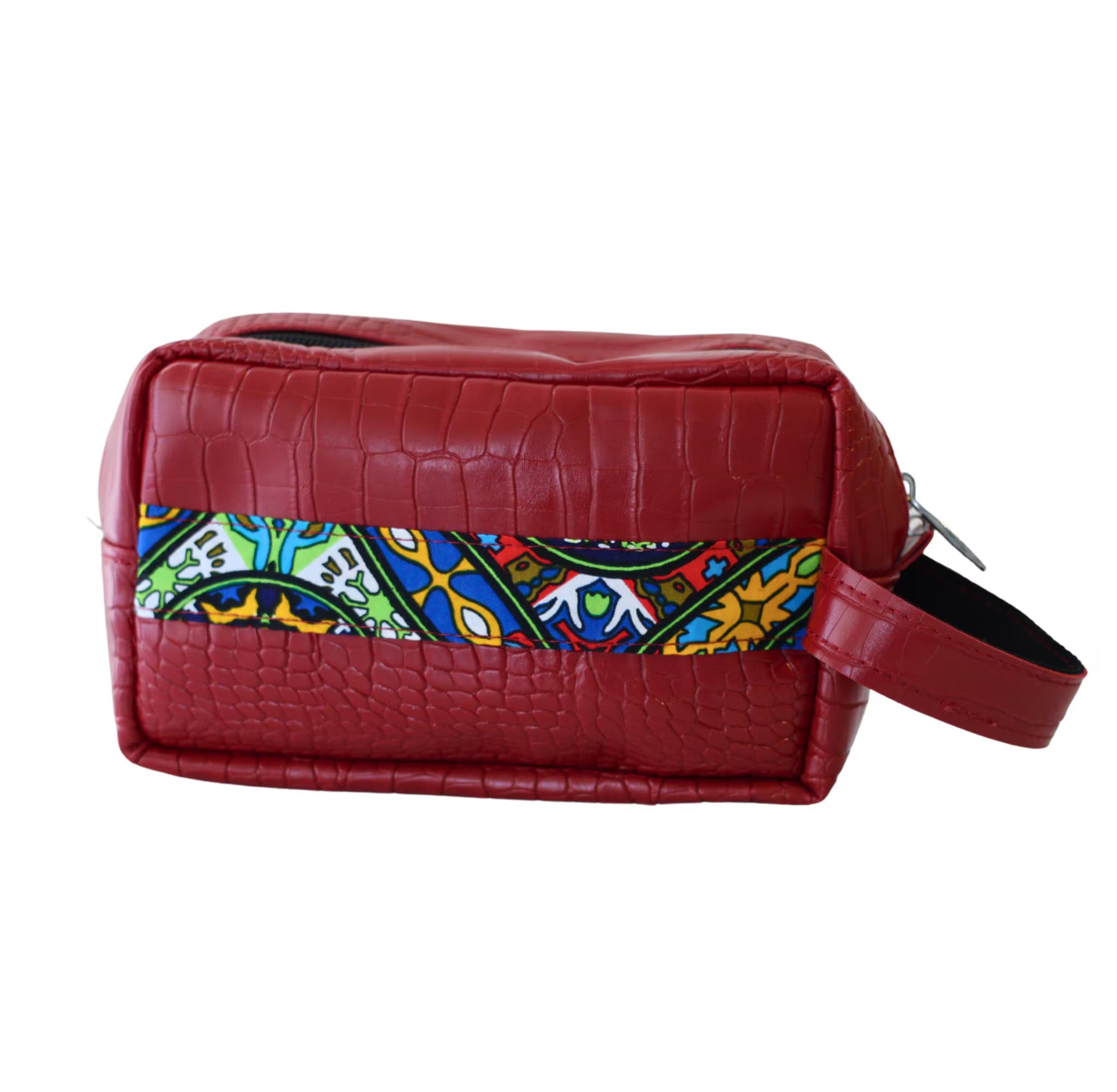 Bold African Dopp Kit – Handmade Unisex Leather Toilet Bag with Side Handle